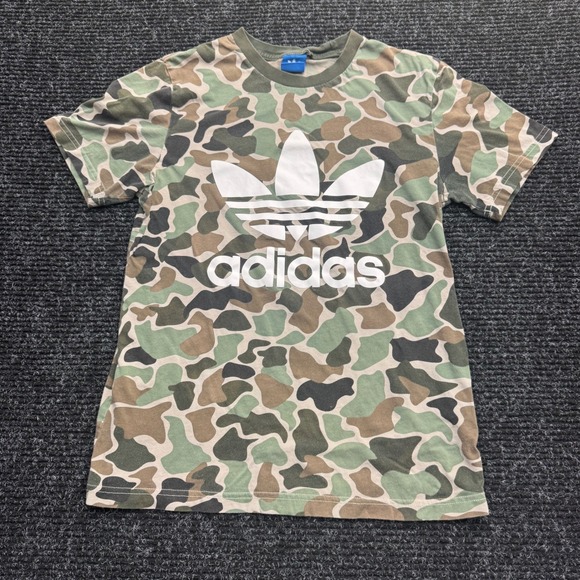 adidas Other - Adidas Originals Mens Camo Trefoil Logo T-Shirt Green Brown Camouflage Tee Small
